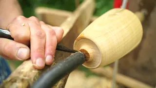 Turning a cup on the pole lathe