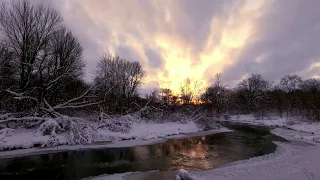 Peaceful Winter River Sunset - Take A Deep Breath