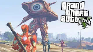 POWER RANGERS vs MONSTRO GIGANTE no MUNDO do GTA 5 !! (GTA V Mods Gameplay)