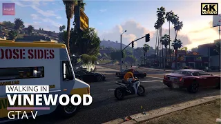 Walking in GTA V - Vinewood [ 4K 60fps Max Graphics PC - No Mods - Ambience ]