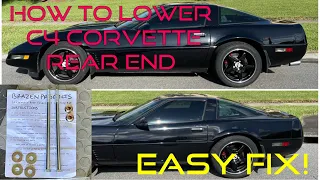 How to Lower C4 corvettes rear end.  EASY Fix! 1984-1996