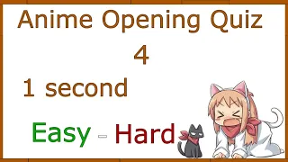 Anime Opening Quiz #4 | 1 sec. Edition | 40 Openings [Level Easy - Hard]