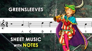 Greensleeves | Sheet Music with Easy Notes for Recorder, Violin Tutorial