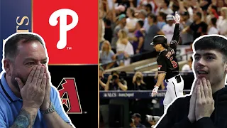 BRITISH FATHER AND SON REACT! Phillies vs. D-backs NLCS Game 4 Highlights!