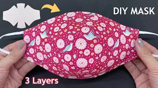 Breathable Design! Face Mask 3 Layers Very Simple Easy Pattern Sewing Tutorial Diy Fabric Face Mask