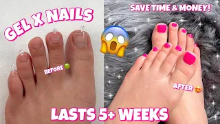 HOW TO DO GEL X NAILS ON YOUR TOES | LASTS 5+ WEEKS | BARIBE CORE PEDICURE | SAVE TIME & MONEY