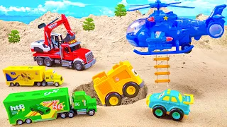 Blue Helicopter Find and Rescue Operations for Vehicles Trapped in Sand Pits | AP Toys