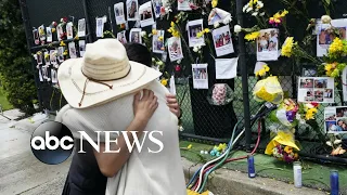 Families leave memorials at Surfside building collapse