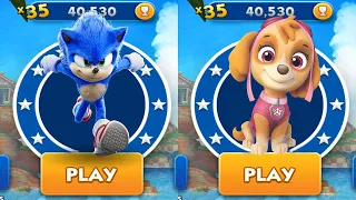 Sonic Dash vs Paw Patrol Skye Run - Movie Sonic vs All Bosses Zazz Eggman All 65 Characters Unlocked