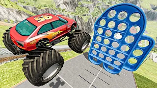 Stunts a crazy long jump challenge by Monster Trucks Cars Bus Luxury Pickups  [BEAMNG MODS]