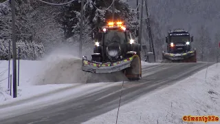 4K| Valtra T234 & Scania R560 Plow Truck Clearing Snow