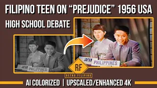 Filipino Teen on "Prejudice" 1956 USA High School Debate - AI Colorized Old Footage | Enhanced 4K