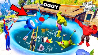 Oggy And Shinchan Found A Big Water Hole Under Franklin House In GTA 5