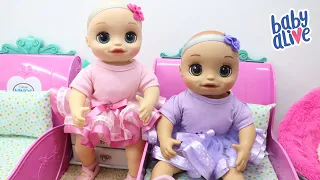 BABY ALIVE GÊMEAS NINA E HANNA SE ARRUMANDO PRA PRIMEIRA AULA DE BALÉ