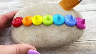 LOVE Rainbow Rock Painting 💜 Easy Stone Painting For Beginners