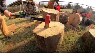 A Simple Way To Split Firewood ! Amazing Oddly Satisfying Wood Split