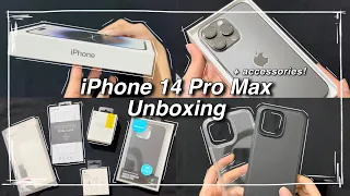 iPhone 14 Pro Max Space Black unboxing 🧸 + accessories | asmr, aesthetic, camera test