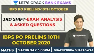 IBPS PO Prelims 10th October 2020 | 3rd Shift | IBPS PO Prelims Exam Analysis & Asked Questions