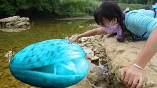 🤯☠️ This alien clam from the outside world, the girl was excited and startled when she opened it up