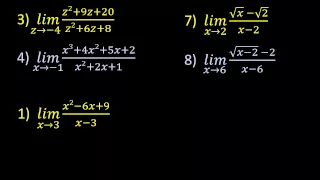 Cálculo 1 - Limites - Exercícios Exemplos resolvidos indeterminação 0/0 [parte 1]