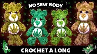 CROCHET BEAR 420 I DON'T CARE WEED POT LEAF STONER BEAR