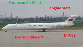 European Air Charter engine start take off at airport Graz II LZ-LDM