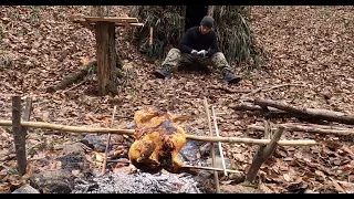 2 Days Bushcraft Shelter Camping:Survival Skills, Camp Cooking, Wild Forest Camp