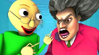 Baldi vs Scary Teacher Miss T (Maestra T La Horrorosa Maestra Español Android iOS Animación 3D)