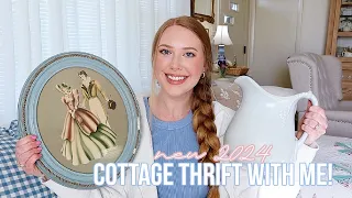 COTTAGE THRIFT WITH ME + HAUL! | THRIFTING FOR COTTAGE DECOR 2024 🩵