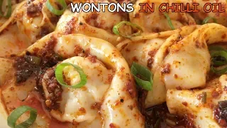Wontons In Chilli Oil | 红油抄手 | Spicy Silky Szechuan Style Wontons