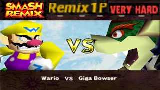 Smash Remix - Classic Mode Remix 1P Gameplay with Wario (VERY HARD)