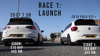 VW GOLF R VS POLO GTI STAGE 1 - DRAG & ROLLING RACE