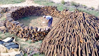 The CHARCOAL. Transformation of 10,000 kg of firewood into VEGETABLE CHARCOAL in nature