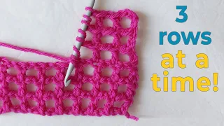 How to crochet 3 rows of mesh at the same time. Surprising crochet tip!