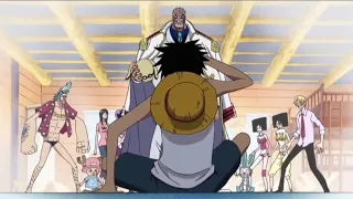 Straw hats meet luffy's grandpa garp | one piece