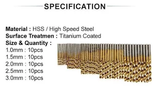 Пакет Из Китая! Супер Набор Свёрел По Металлу Покрытых Нитридом Титана TiN! 50 ШТ! 3/2.5/2/1.5/1 мм!