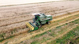 Tarwe oogsten met een klassieker, de John Deere 965 combine