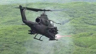 Japan's Army Subaru AH-1S Cobra Attack Helicopter 20mm Gatling Gun M197 Cannon Live-Fire 800m JGSDF