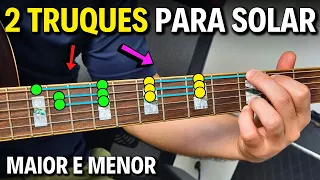 Como fazer SOLOS DE PASSAGEM no violão entre acordes MAIORES e MENORES - Aula De Violão