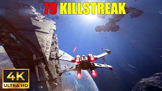 Battlefront 2 in 2024: 79 KILLSTREAK INCREDIBLE MATCH - Starfighter Assault Gameplay [PC 4K]
