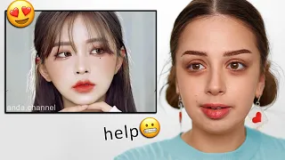 I Tried Following KOREAN Makeup Tutorial