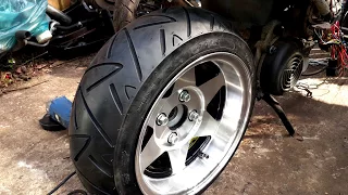 Yamaha NEOS stretched / "fatty" build - part 3 - Fitting the mini-classic rim