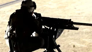 U.S. Marines fire .50-caliber machine guns from a CH-53K King Stallion