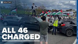 46 protesters charged for shutting down road to Sea-Tac airport