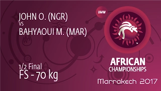 1/2 FS - 70 kg: O. JOHN (NGR) df. M. BAHYAOUI (MAR) by TF, 10-0