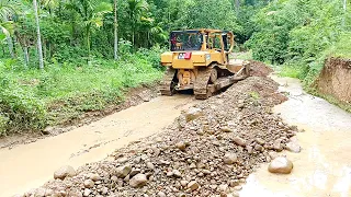 River Water Flow Shift to Improve Landslide Road CAT Bulldozer D6R XL