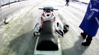 Take a ride on a OSP outlaw Turbo Snowmobile 4.46 @ 156mph