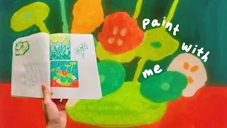 draw & paint w/ me ✨ abstract flower drawing/painting, thumbnail/painting process