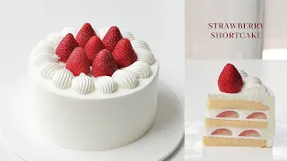 Strawberry Shortcake | สตรอเบอรี่ช็อตเค้ก | 딸기 케이크 | fluffy sponge cake | Japanese style