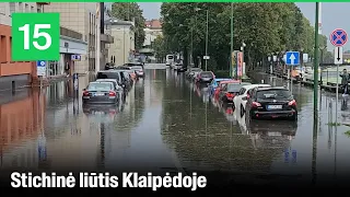 Liūtis Klaipėdoje apsėmė gatves, skandino automobilius